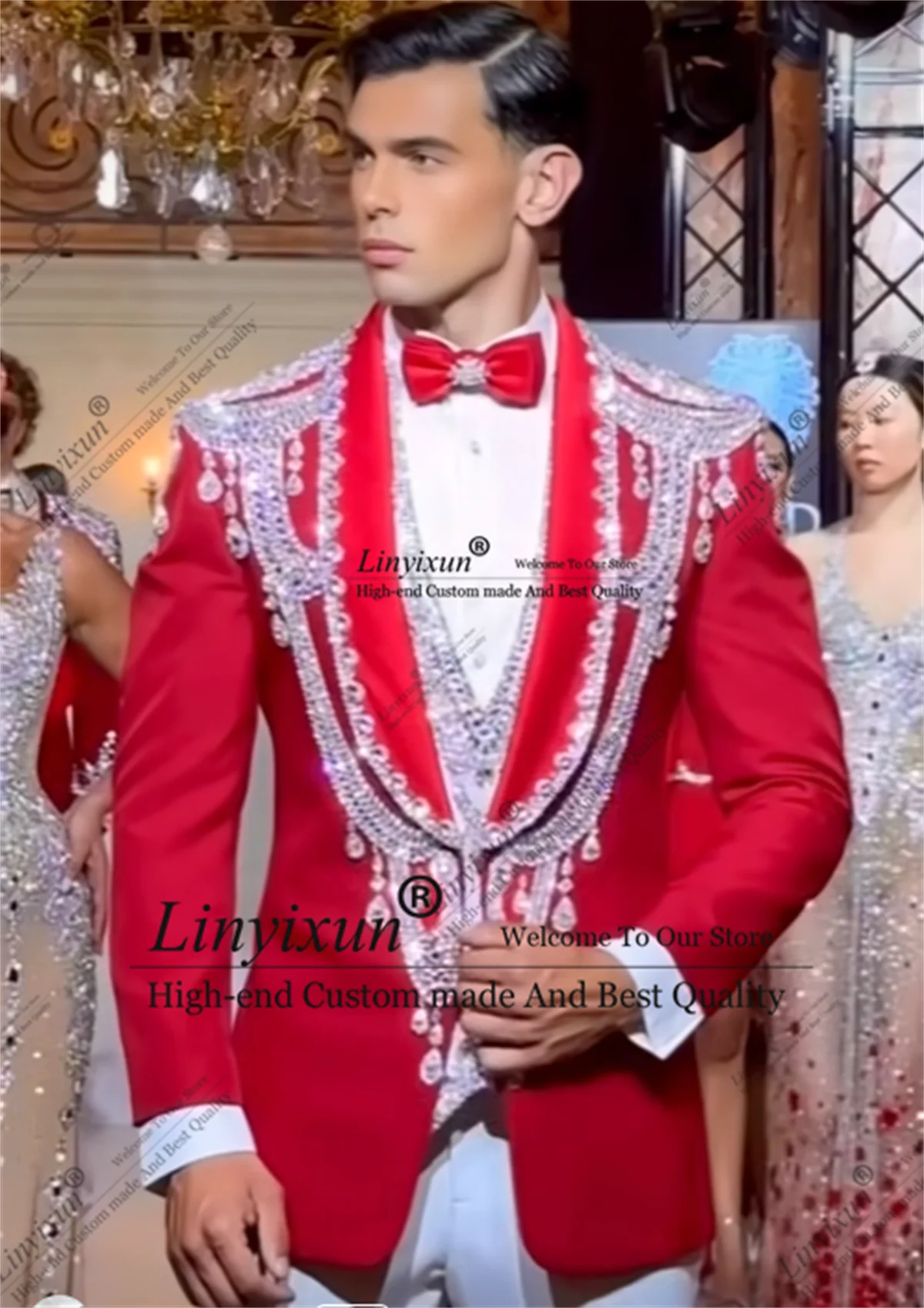 Дизайнерский стиль, мужские костюмы, мужской пиджак с кристаллами из бисера, комплект из 3 предметов, свадебные смокинги для жениха, индивидуальные trajes para hombre
Дизайнерский стиль, мужские костюмы, мужской пиджак с кристаллами из бисера, комплект из 3 предметов, свадебные смокинги для жениха, индивидуальные trajes para hombre