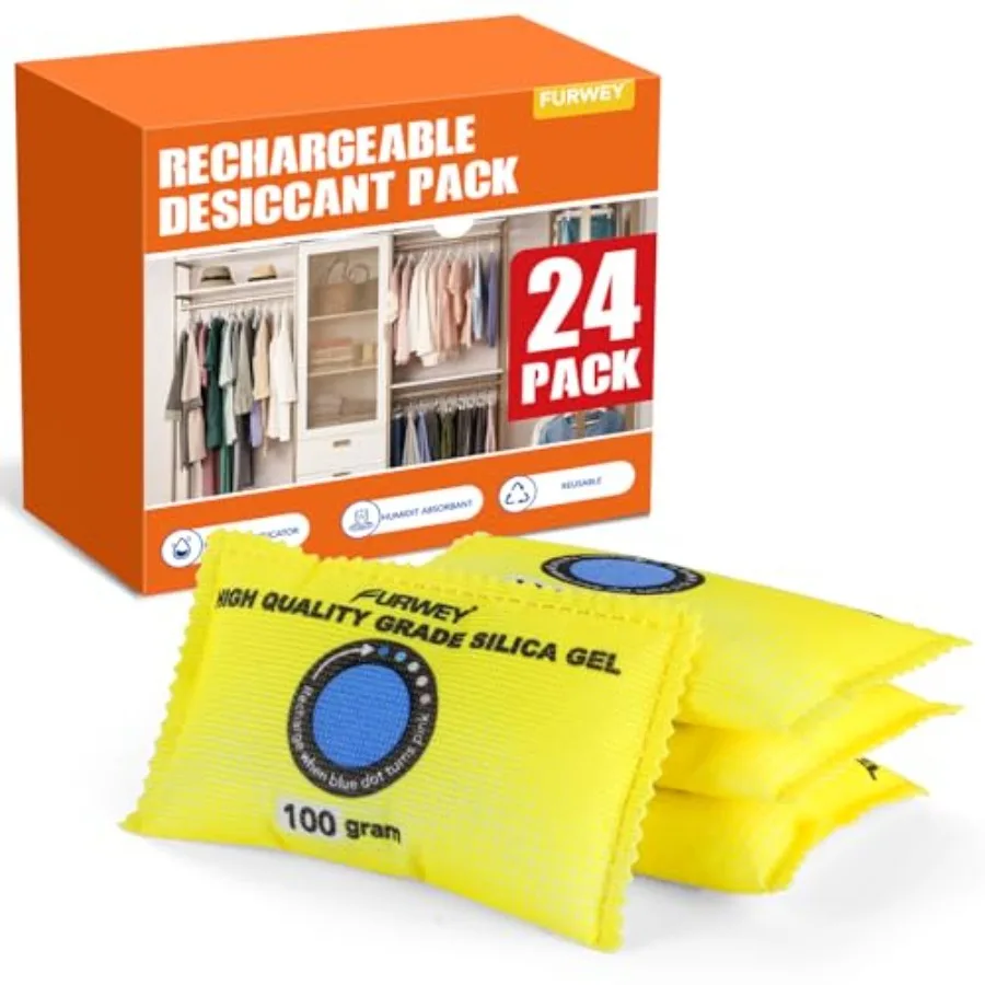 FURWEY 100g 4 s Rechargeable Desiccant s for Storage Color Indicating Silica Gel Desiccant ets Moisture absorbers for storage D
FURWEY 100g 4 s Rechargeable Desiccant s for Storage Color Indicating Silica Gel Desiccant ets Moisture absorbers for storage D