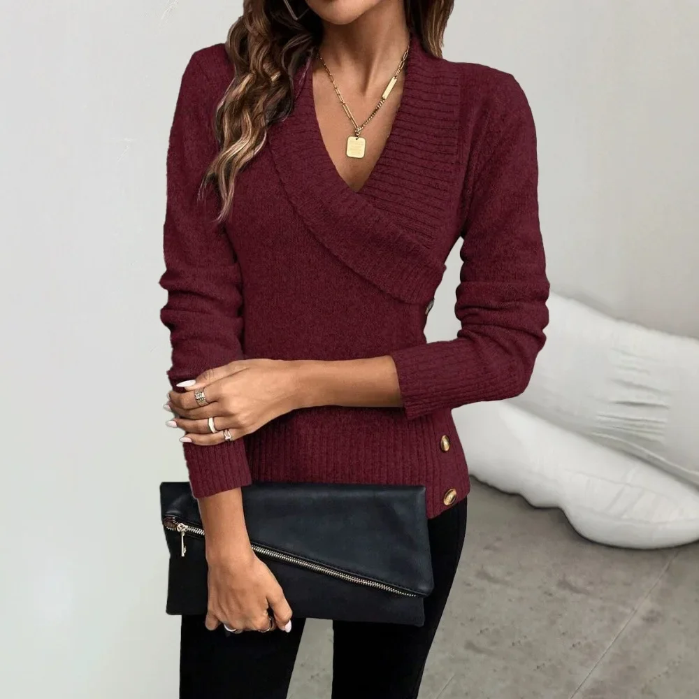 Casual Sweaters WomenElegant Fashion Sexy Shawl Collar Button Knitted Long Sleeved Solid Daily Tops for Female 2024 Winter
Casual Sweaters WomenElegant Fashion Sexy Shawl Collar Button Knitted Long Sleeved Solid Daily Tops for Female 2024 Winter