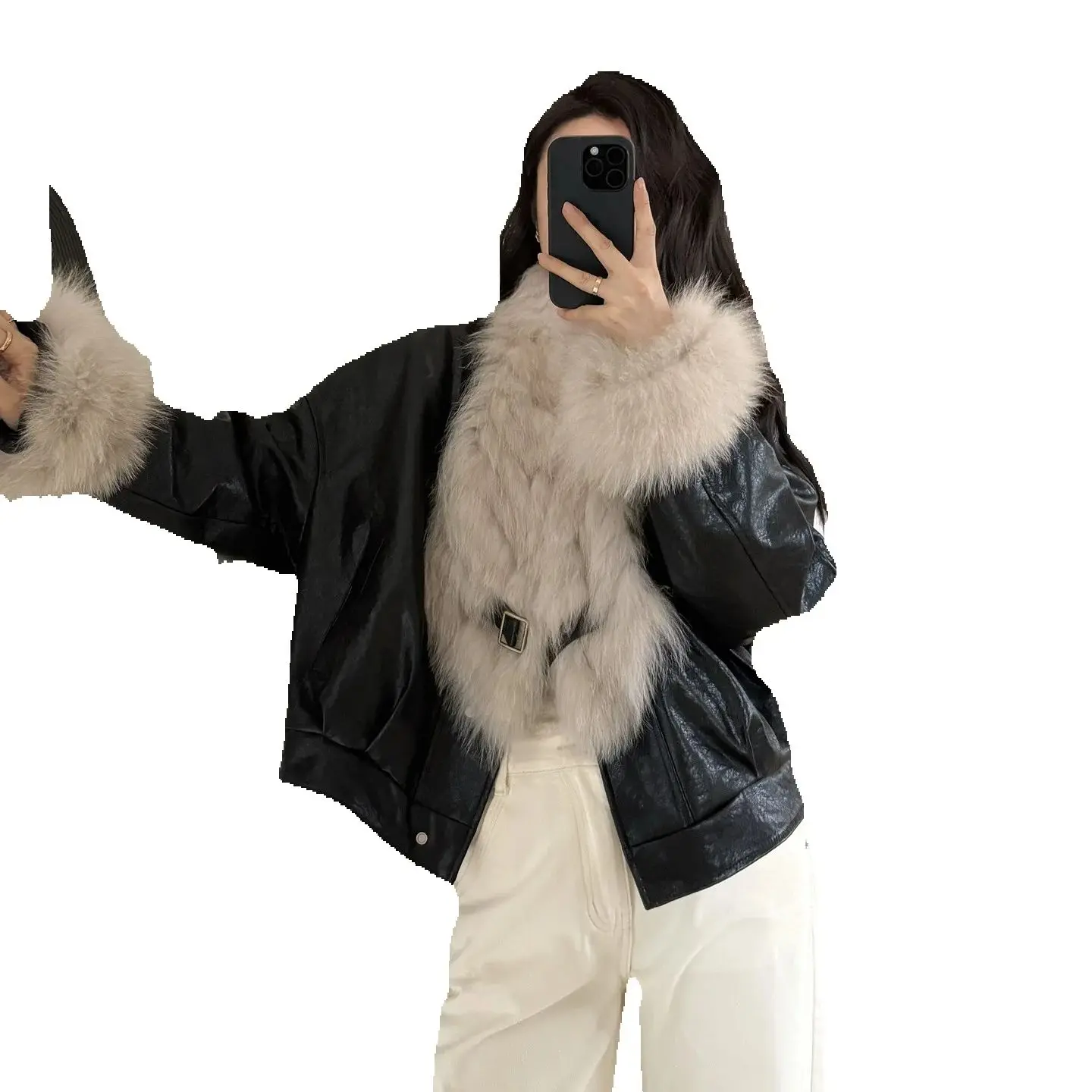 Dreamy Street 2025 Winter New Мотоциклетное масляно-восковое замшевое меховое пальто с лисьим мехом, внутренняя подкладка из гусиного пуха Parker.
Dreamy Street 2025 Winter New Мотоциклетное масляно-восковое замшевое меховое пальто с лисьим мехом, внутренняя подкладка из гусиного пуха Parker.