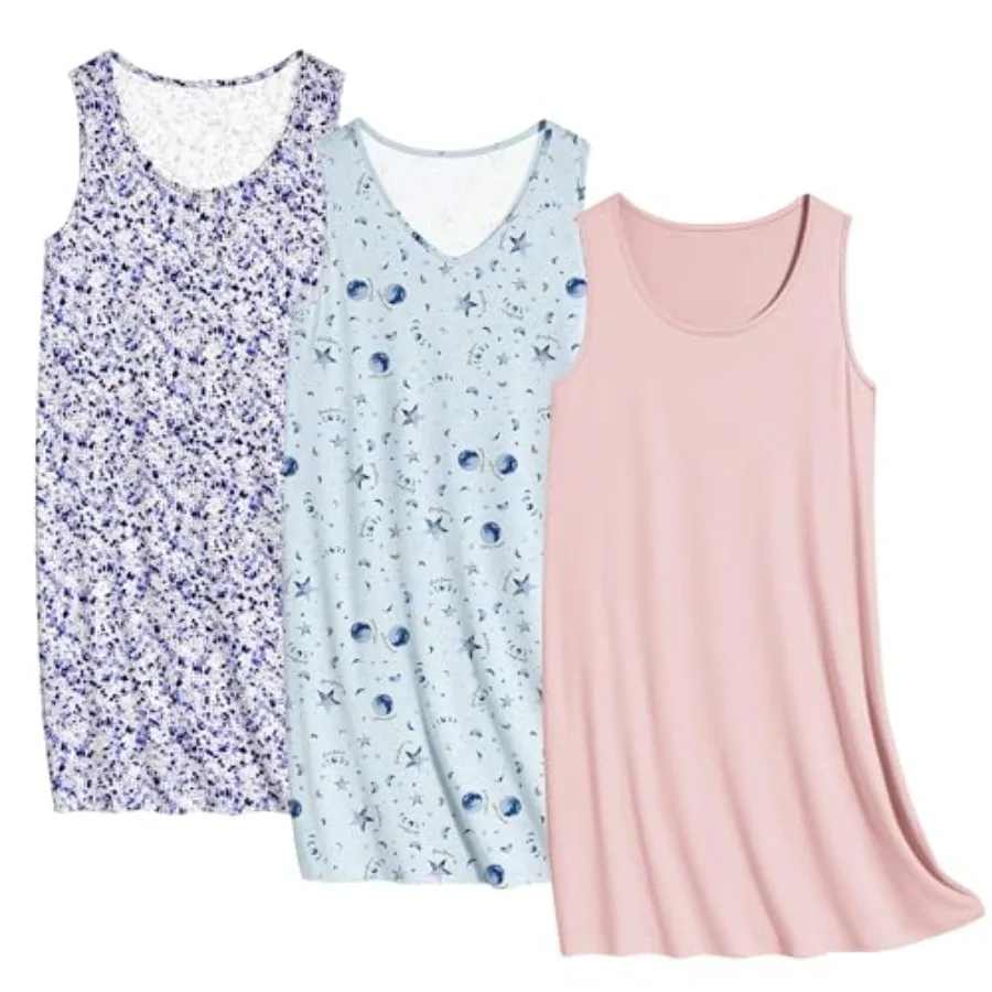 Ekouaer 3 Pack Nightgowns for Women Sleeveless Sleepwear Button Down Nightshirt Wide Strap Tank Sleep Shirt S-3XL
Ekouaer 3 Pack Nightgowns for Women Sleeveless Sleepwear Button Down Nightshirt Wide Strap Tank Sleep Shirt S-3XL