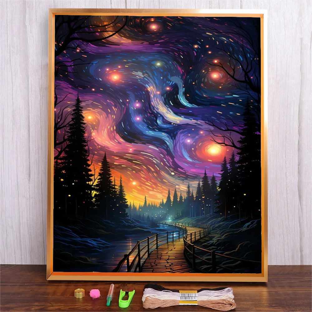 Starry Sky Cross Stitch Kits Abstract Landscape Pattern 11ct 14ct Cotton Thread DIY Embroidery Kit Craft For Living Room Decor
Starry Sky Cross Stitch Kits Abstract Landscape Pattern 11ct 14ct Cotton Thread DIY Embroidery Kit Craft For Living Room Decor