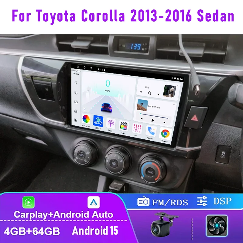 10" 4+64GB For Toyota Corolla 2013-2016 Sedan Car Radio Wireless CarPlay Android 15 Auto QLED Screen GPS Navi Head Unit
10" 4+64GB For Toyota Corolla 2013-2016 Sedan Car Radio Wireless CarPlay Android 15 Auto QLED Screen GPS Navi Head Unit