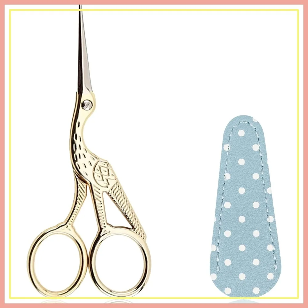 4.5 Inch Embroidery Scissors with Leather Cover Stainless Steel Tip Bird Stork Scissors for Sewing Crochet Paper Art
4.5 Inch Embroidery Scissors with Leather Cover Stainless Steel Tip Bird Stork Scissors for Sewing Crochet Paper Art