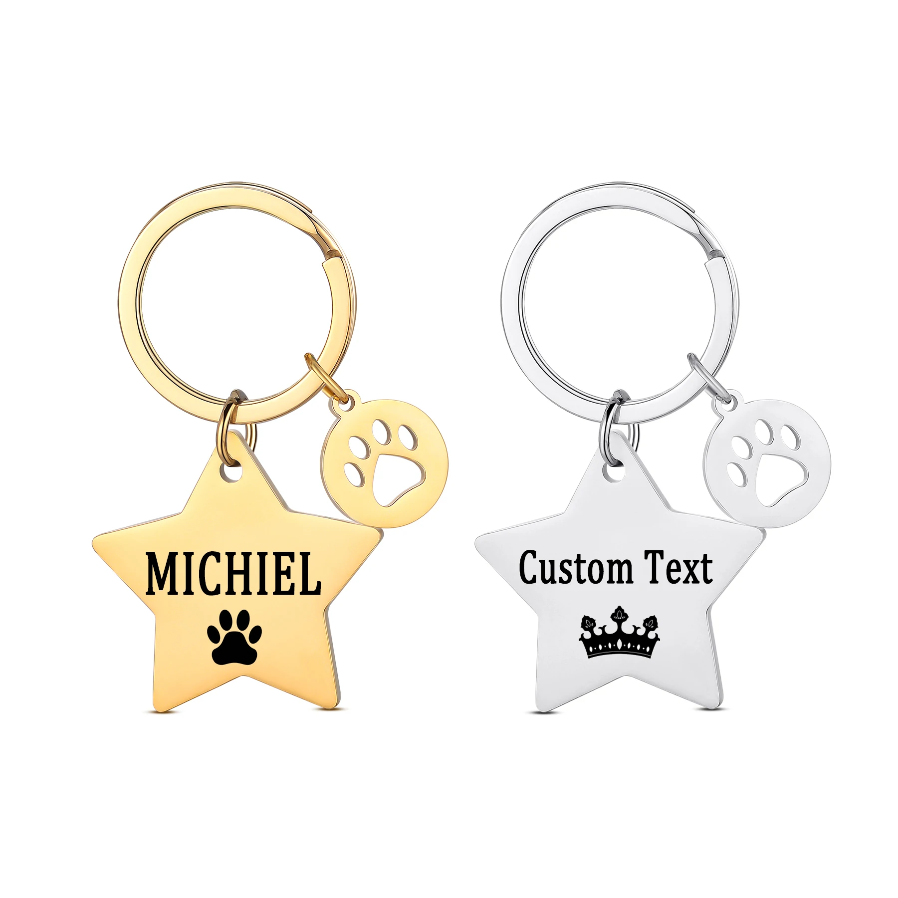 Stainless Steel Customizable Star Pet Keychain - Engraved Name & Paw Print, Personalized Gift for Pet Lovers
Stainless Steel Customizable Star Pet Keychain - Engraved Name & Paw Print, Personalized Gift for Pet Lovers