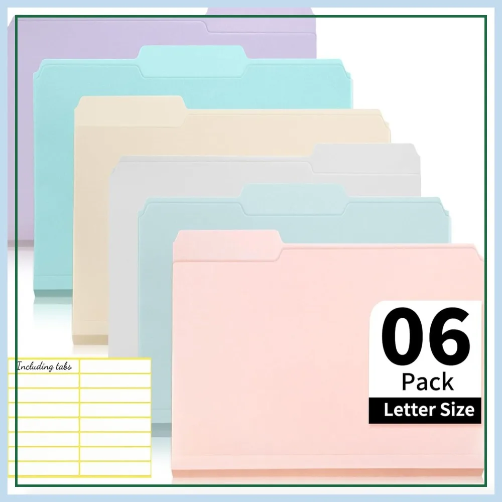 Color Folders 8.5x11 Inch, 1/3 Cut Tab File Folders Letter Size, Assorted Colors for Document (6 Pack)
Color Folders 8.5x11 Inch, 1/3 Cut Tab File Folders Letter Size, Assorted Colors for Document (6 Pack)