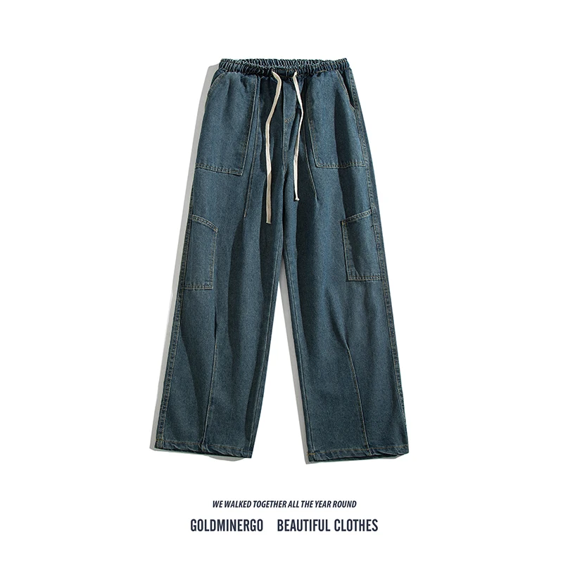 Японские свободные прямые джинсы-карго для мужчин, модные винтажные широкие брюки с множеством карманов, длинные штаны
Японские свободные прямые джинсы-карго для мужчин, модные винтажные широкие брюки с множеством карманов, длинные штаны