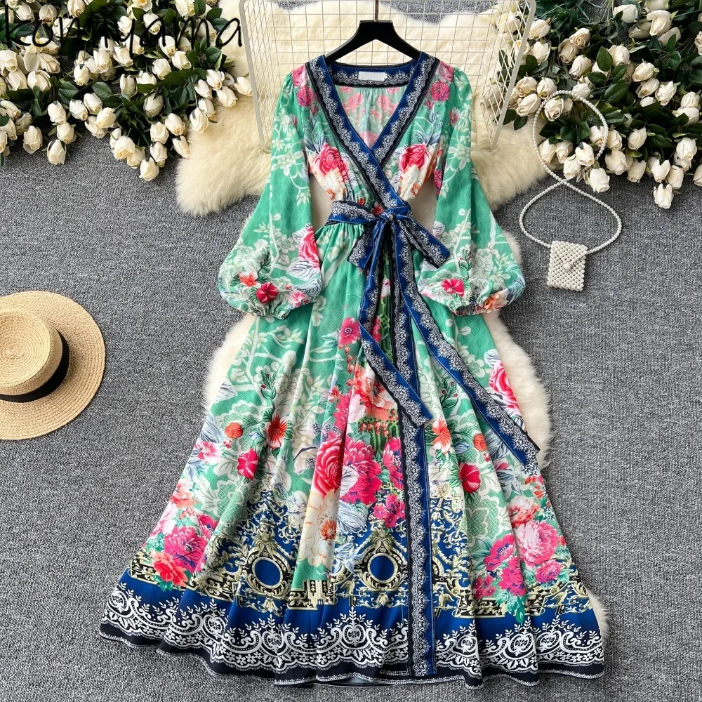 Vestidos Mujer, туника на шнуровке с цветочным принтом, женские платья, большое свободное платье с v-образным вырезом и длинными рукавами, Vestido, 2024, новые модные халаты
Vestidos Mujer, туника на шнуровке с цветочным принтом, женские платья, большое свободное платье с v-образным вырезом и длинными рукавами, Vestido, 2024, новые модные халаты
