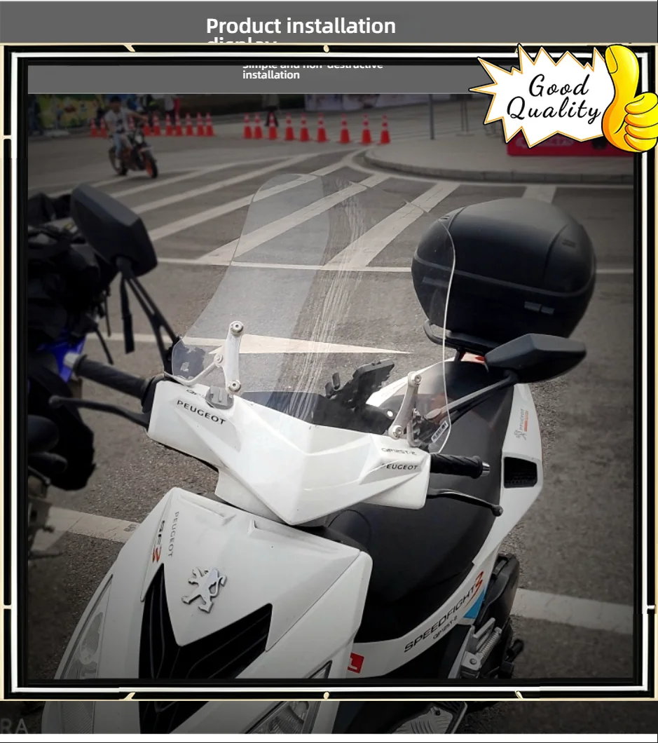 For 16 long motorcycle Peugeot SF3/SF4 windshield modification, front windshield panel raised, imported windshield mirror
For 16 long motorcycle Peugeot SF3/SF4 windshield modification, front windshield panel raised, imported windshield mirror