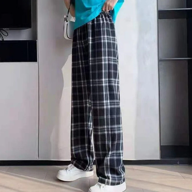 Women Elastic Straight Plaid Pants Harajuku Vintage Casual Loose Full Length Long Trousers Sweatpants Streetwear Drop Shipping
Women Elastic Straight Plaid Pants Harajuku Vintage Casual Loose Full Length Long Trousers Sweatpants Streetwear Drop Shipping