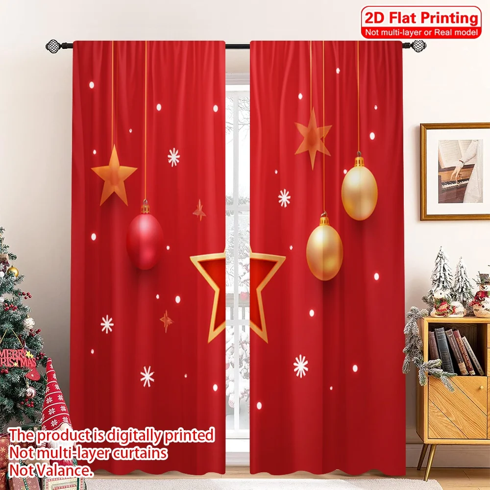 2pcs 2D flat printing Merry Christmas Window Curtains Christmas Red Star Snowflakes 100% Polyester Fabric Without Electricity
2pcs 2D flat printing Merry Christmas Window Curtains Christmas Red Star Snowflakes 100% Polyester Fabric Without Electricity