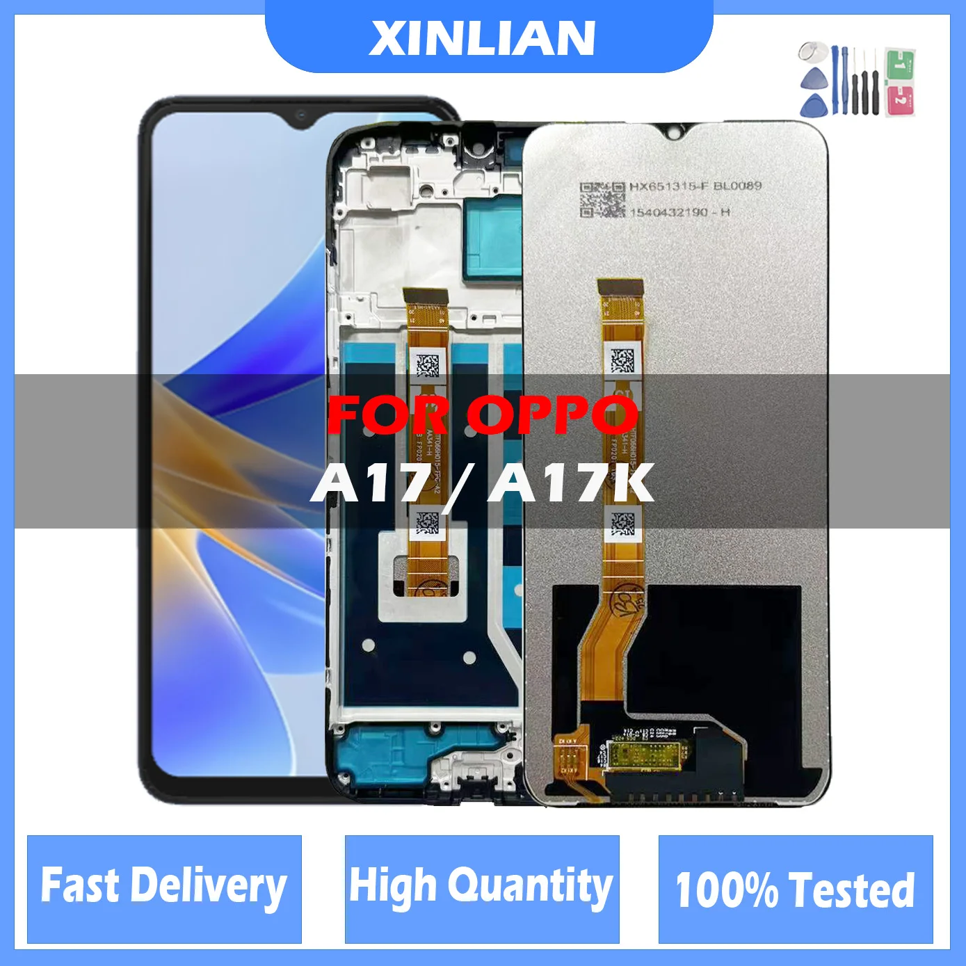 6.56" LCD Display For OPPO A17 CPH2477 Touch Screen Digitizer Assembly LCD Display Screen Replacement Parts With Frame
6.56" LCD Display For OPPO A17 CPH2477 Touch Screen Digitizer Assembly LCD Display Screen Replacement Parts With Frame