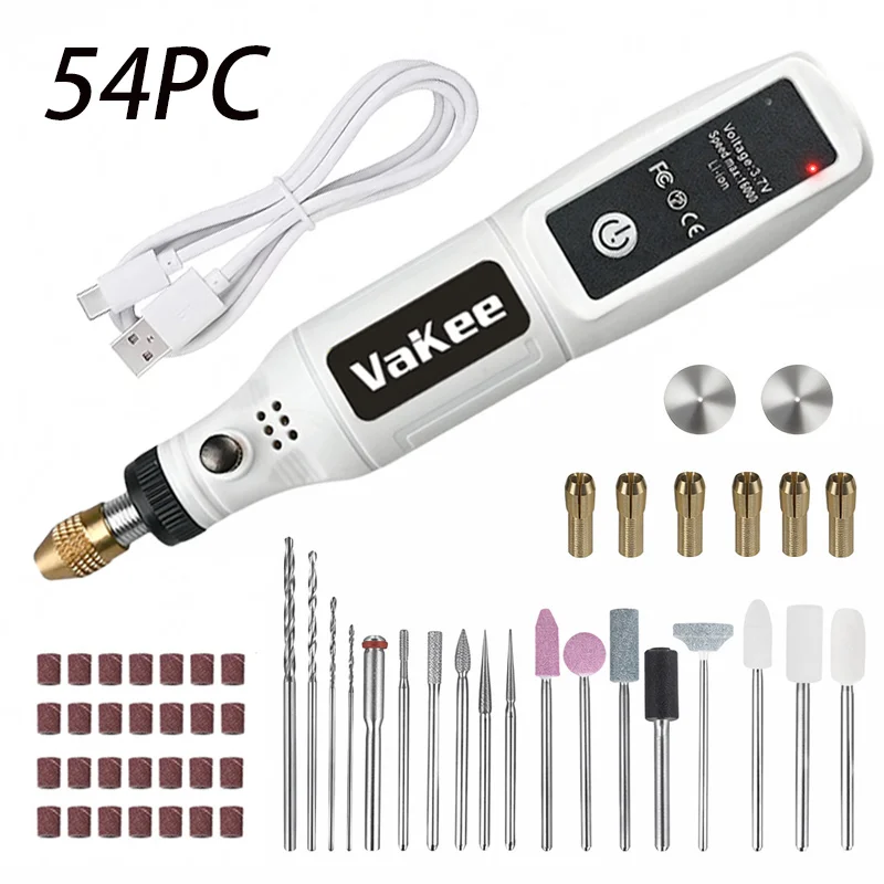Vakee Mini Rotary Tool Pen, 3.7V Rechargeable Electric Grinder, 16000RPM Cordless Engraving & Polishing Tool for DIY Craft Proje
Vakee Mini Rotary Tool Pen, 3.7V Rechargeable Electric Grinder, 16000RPM Cordless Engraving & Polishing Tool for DIY Craft Proje