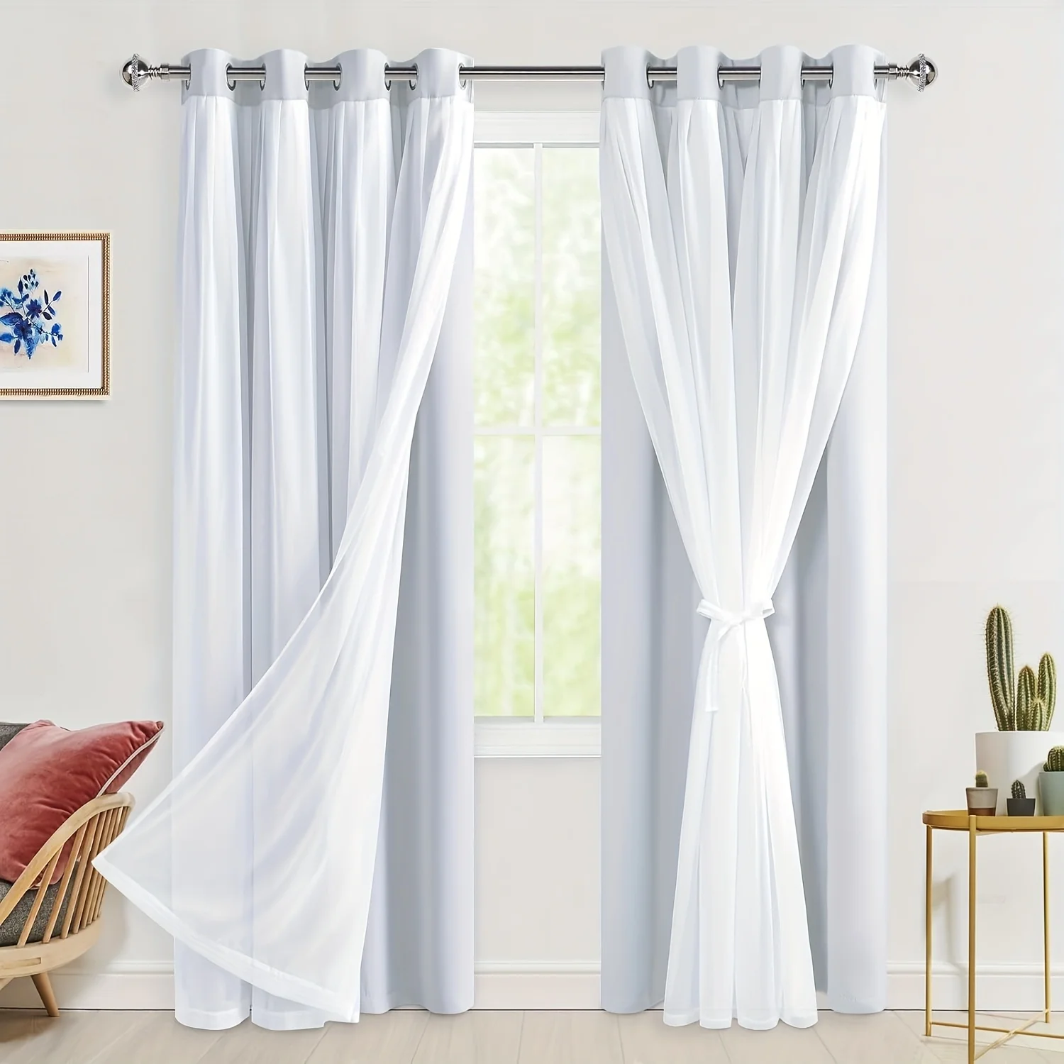 2 Panels Blackout Curtains with Sheer Overlay Thermal Insulated Mix And Match Double Layer Window Panels for Bedroom Living Room
2 Panels Blackout Curtains with Sheer Overlay Thermal Insulated Mix And Match Double Layer Window Panels for Bedroom Living Room