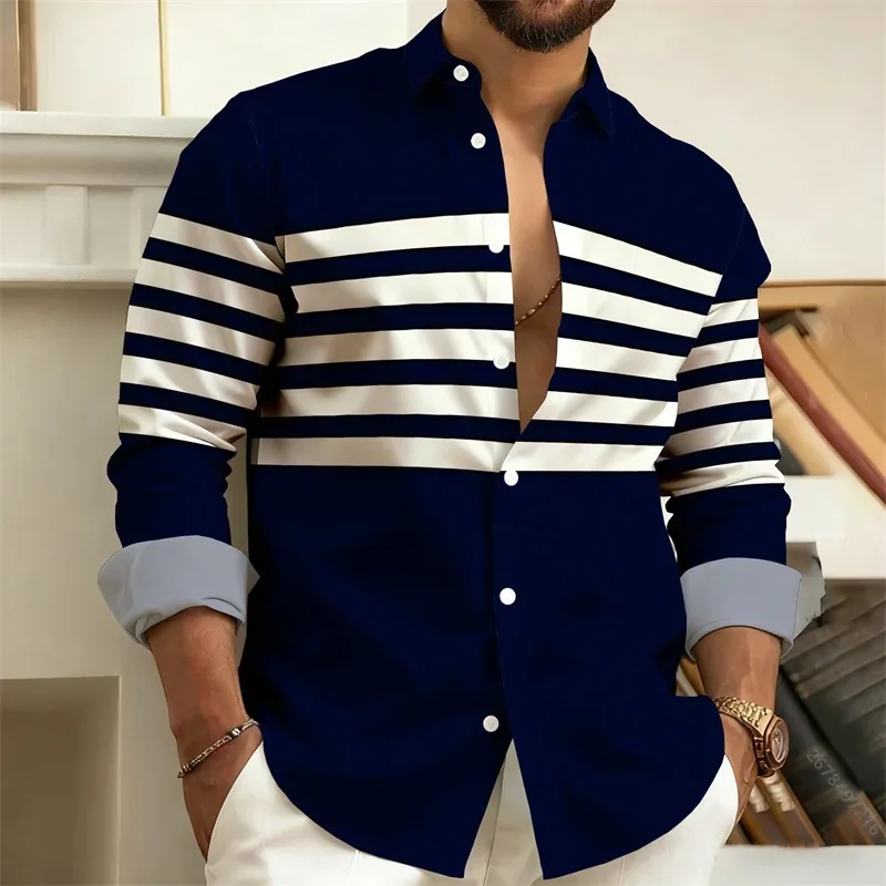 2026 Men's Striped Long-sleeved Shirt Outdoor Street style Casual Shirt For Men Fashionable Lapel Men's top Comfortable fabric
2026 Men's Striped Long-sleeved Shirt Outdoor Street style Casual Shirt For Men Fashionable Lapel Men's top Comfortable fabric
