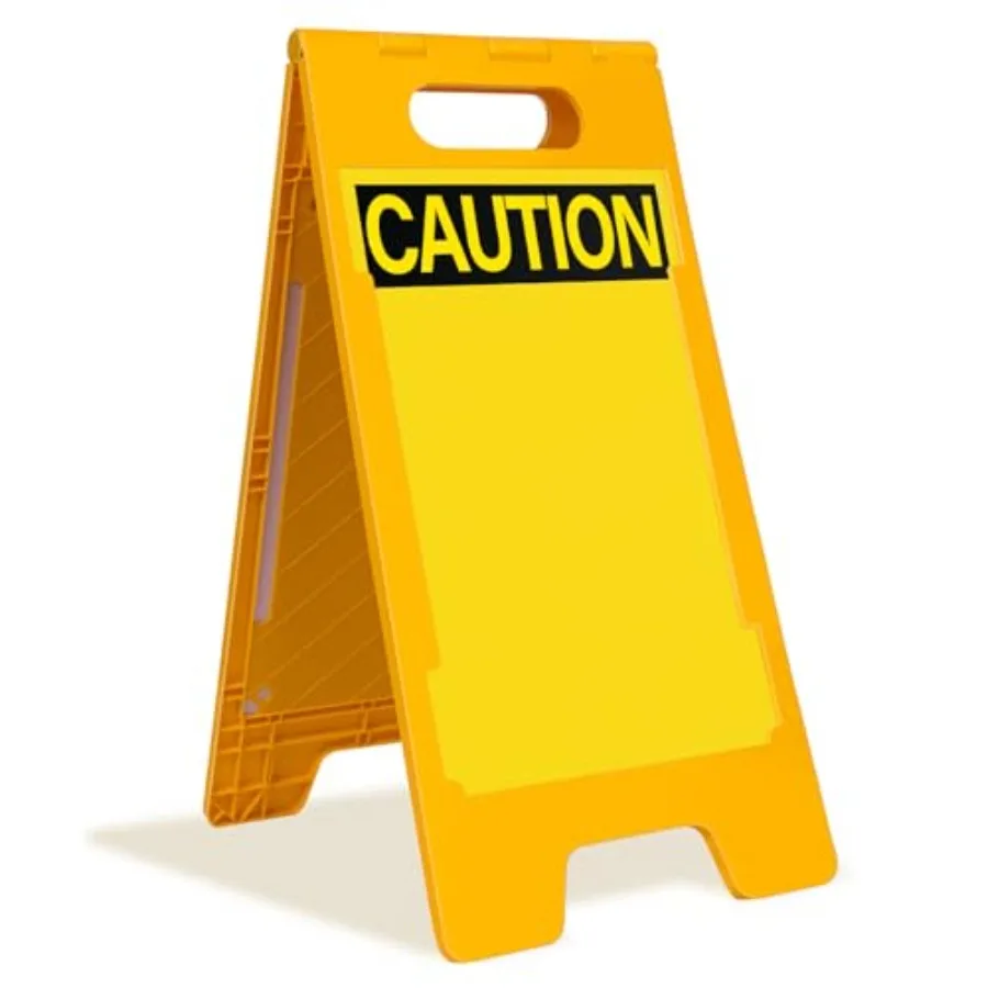 24 x 12 Inch Caution Sign Yellow A-frame Write-On Two-Sided Folding Floor Dry Erase Digitally Printed Plastic Safety Warning fo
24 x 12 Inch Caution Sign Yellow A-frame Write-On Two-Sided Folding Floor Dry Erase Digitally Printed Plastic Safety Warning fo
