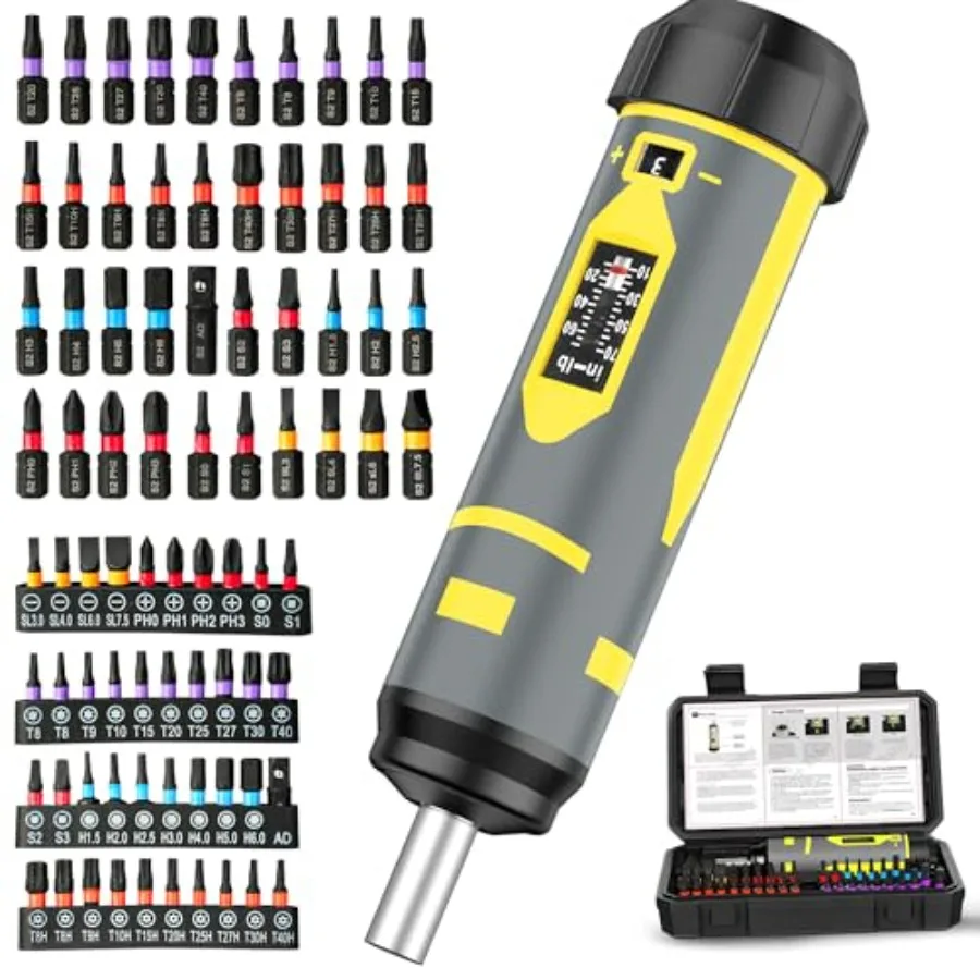 Torque Wrench Screwdriver Set10-70 Inch Pounds 40 S2 Bits - Hex Torx Flat Phillip Square and Torx Security Bits for Accurizing
Torque Wrench Screwdriver Set10-70 Inch Pounds 40 S2 Bits - Hex Torx Flat Phillip Square and Torx Security Bits for Accurizing