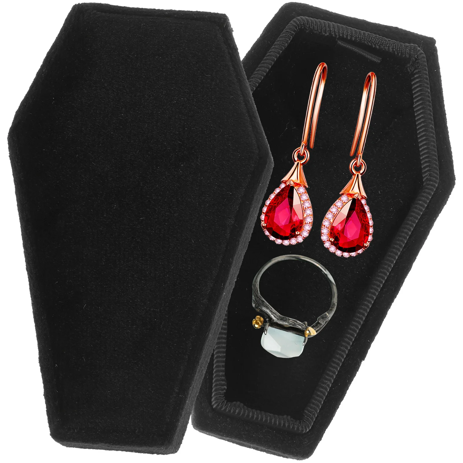 Creative Coffin Jewelry Box Halloween Decorative Small Earring Organizer Delicate Ring Holder Gothic Jewelry Display
Creative Coffin Jewelry Box Halloween Decorative Small Earring Organizer Delicate Ring Holder Gothic Jewelry Display
