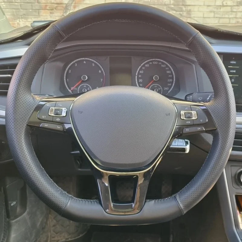 Custom Hand-stitched Black Genuine Leather Anti-slip Car Steering Wheel Cover For Volkswagen VW Golf 7 Mk7 Touran Up New Polo
Custom Hand-stitched Black Genuine Leather Anti-slip Car Steering Wheel Cover For Volkswagen VW Golf 7 Mk7 Touran Up New Polo