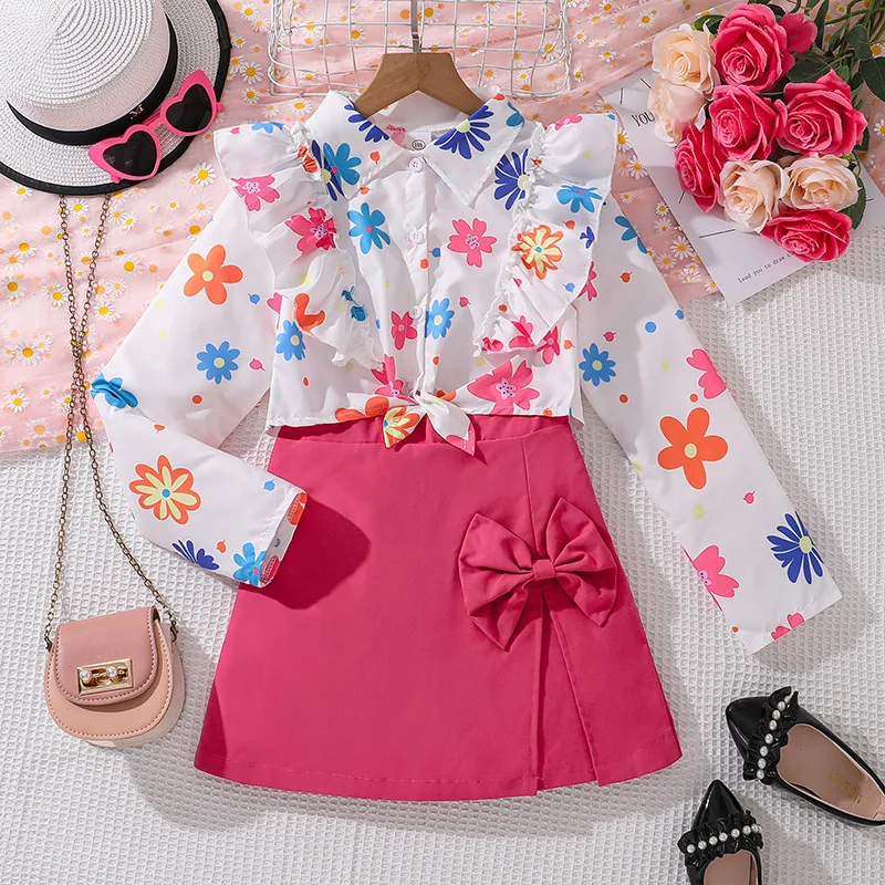 2024 New Clothing Set Girls Long Sleeve Ruffles Print Floral T-shirt Bow Skirts 2 Pcs Sets Casual Girls Clothes Set 8-12T
2024 New Clothing Set Girls Long Sleeve Ruffles Print Floral T-shirt Bow Skirts 2 Pcs Sets Casual Girls Clothes Set 8-12T