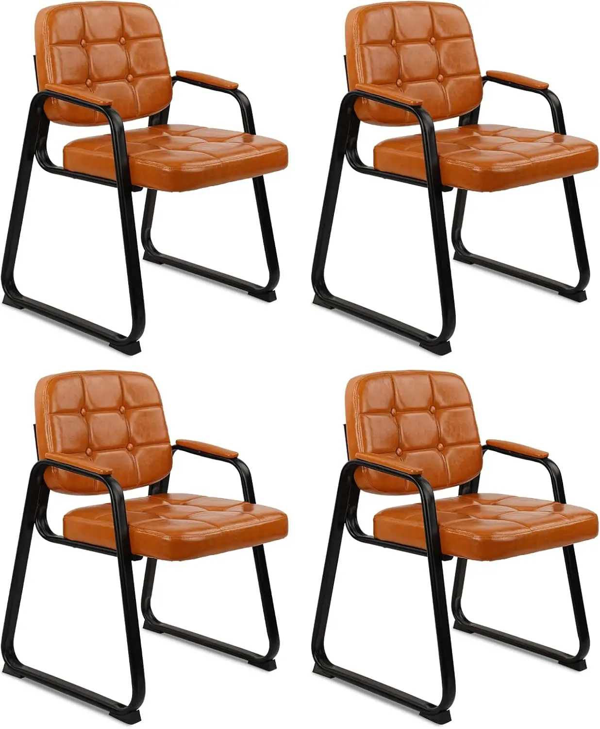 4PK Waiting Room Chairs - Padded Arms Leather Guest Chair (Sled Base, Orange)
4PK Waiting Room Chairs - Padded Arms Leather Guest Chair (Sled Base, Orange)