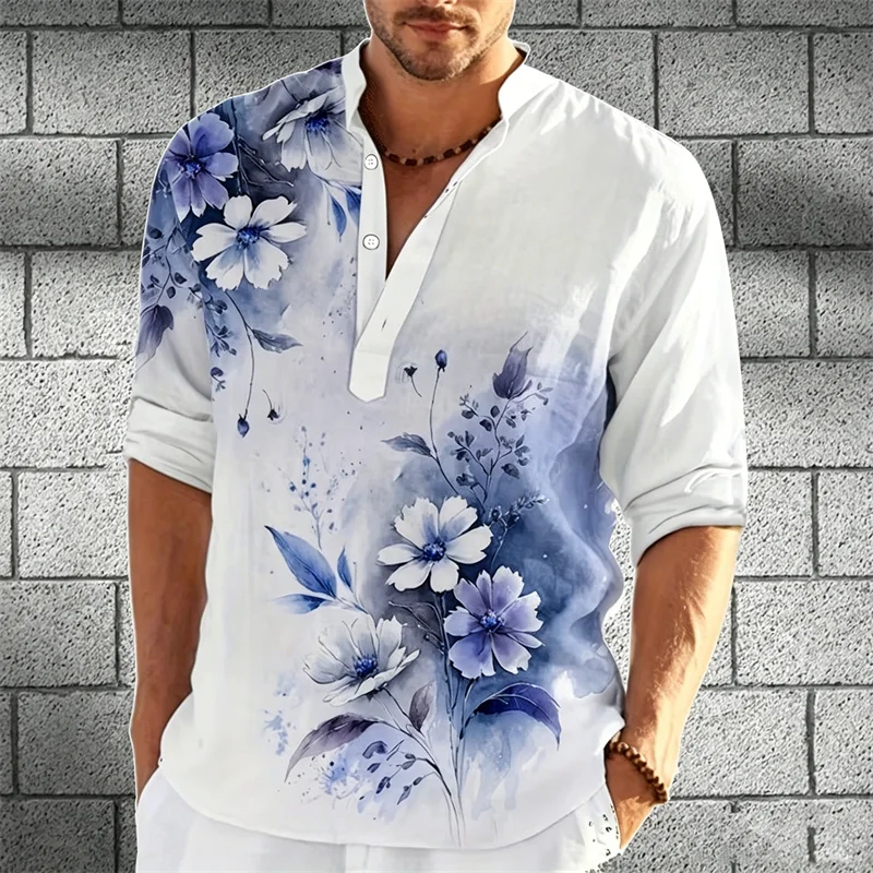 2026 New Men's Stand up Henley Shirt Flower Printed Long Sleeve Shirt Casual Loose Breathable Fashion Men's Top XS-6XL Size
2026 New Men's Stand up Henley Shirt Flower Printed Long Sleeve Shirt Casual Loose Breathable Fashion Men's Top XS-6XL Size