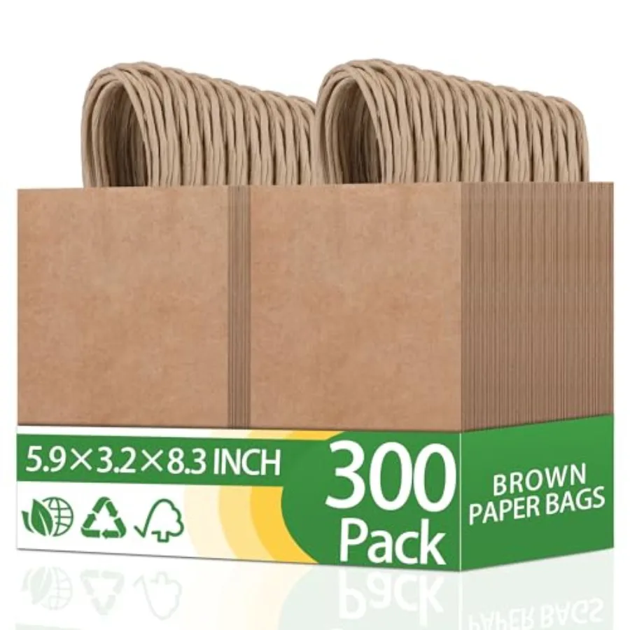 300 Pack 5.9x3.2x8.3 Inch Small Brown Paper Bags with Handles Bulk Kraft Paper Gift Bags for Birthday Party Favors Grocery Reta
300 Pack 5.9x3.2x8.3 Inch Small Brown Paper Bags with Handles Bulk Kraft Paper Gift Bags for Birthday Party Favors Grocery Reta