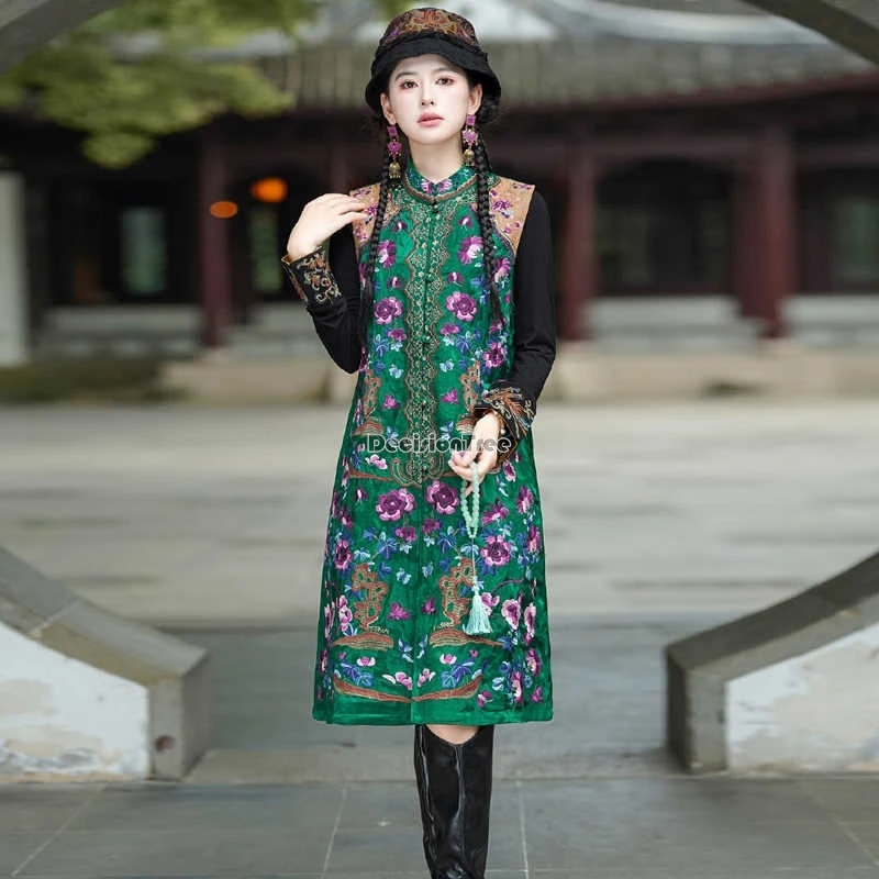 2025 new chinese retro fashion style coat long national style embroidery stand collar sleeveless loose casual women jacket t001
2025 new chinese retro fashion style coat long national style embroidery stand collar sleeveless loose casual women jacket t001