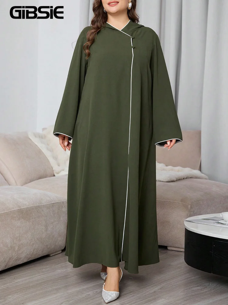GIBSIE Plus Size Fashion Long Sleeve Loose Hooded Abaya Dress Women 2026 Autumn Solid Binding Casual Maxi Long Dresses Female
GIBSIE Plus Size Fashion Long Sleeve Loose Hooded Abaya Dress Women 2026 Autumn Solid Binding Casual Maxi Long Dresses Female