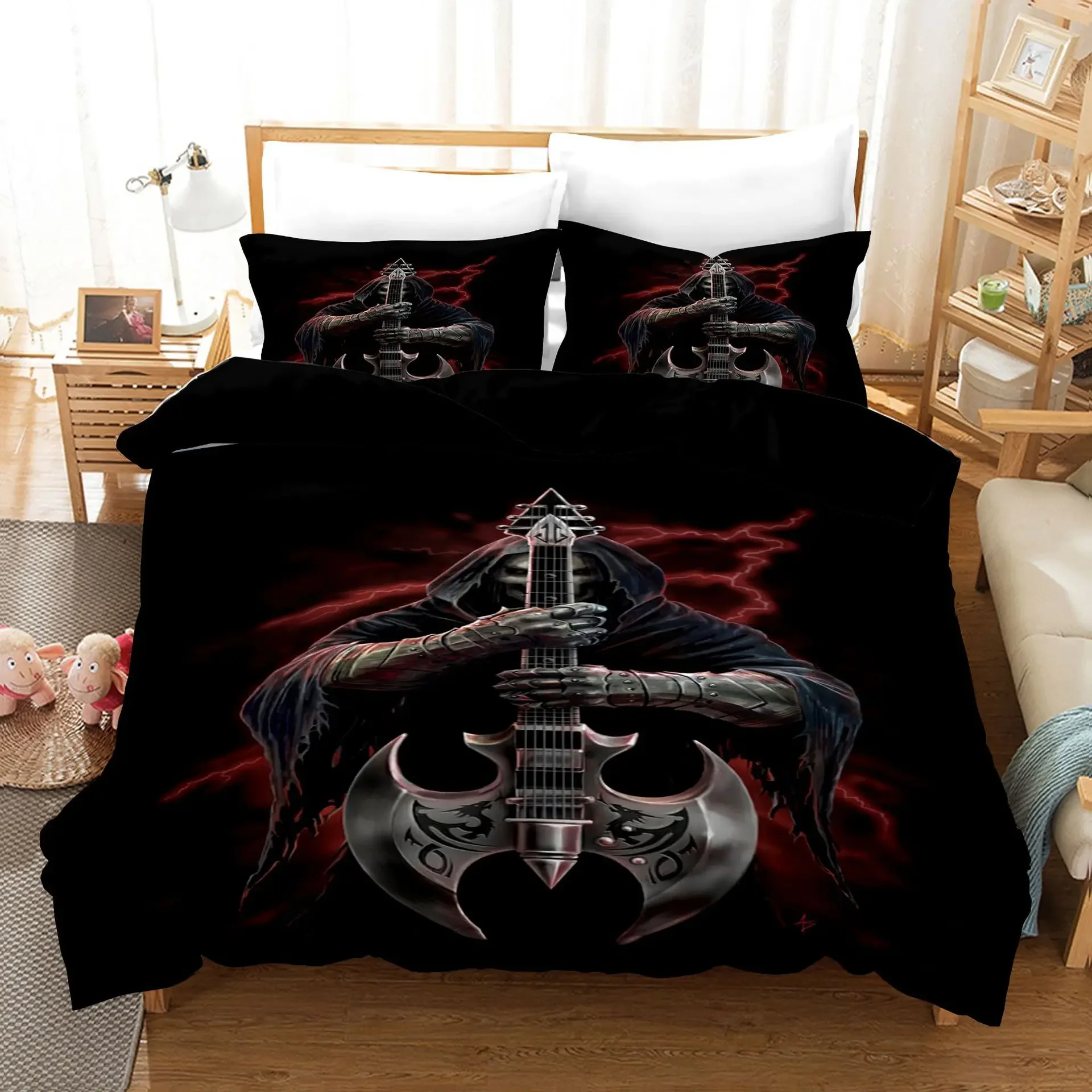 3pcs Tattoo Style Skull Octopus Duvet Cover Set Bedding Set Pirate Gothic Print on Red Background for Men Bedroom
3pcs Tattoo Style Skull Octopus Duvet Cover Set Bedding Set Pirate Gothic Print on Red Background for Men Bedroom