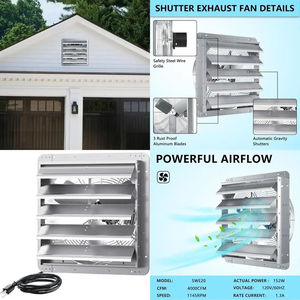 20 Wall-Mounted High-Speed Automatic Shutter for Attics, Greenhouses, Sheds, and Garages - ETL Listed
20 Wall-Mounted High-Speed Automatic Shutter for Attics, Greenhouses, Sheds, and Garages - ETL Listed
