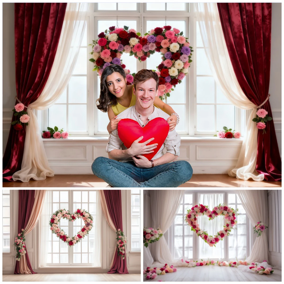 Valentine's Day Backgrounds for Photographs Heart Red Curtain Flower Bridal Shower Wedding Party Decor Couple Portrait Backdrop
Valentine's Day Backgrounds for Photographs Heart Red Curtain Flower Bridal Shower Wedding Party Decor Couple Portrait Backdrop