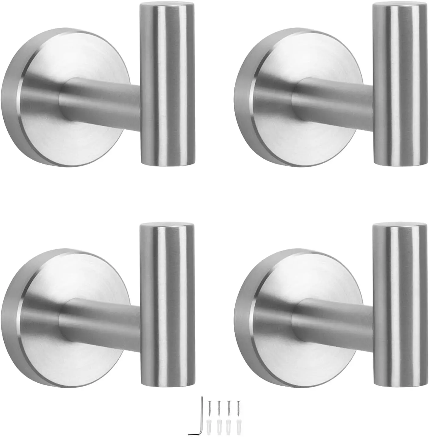 SUS 304 Stainless Steel Heavy Duty Towel Hooks, 4-Pack Wall Mounted Coat Hooks for Bathroom Kitchen Garage, Brushed Nickel
SUS 304 Stainless Steel Heavy Duty Towel Hooks, 4-Pack Wall Mounted Coat Hooks for Bathroom Kitchen Garage, Brushed Nickel