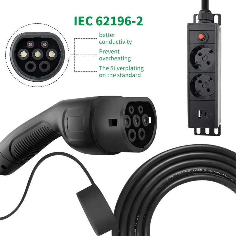 High quality new energy electric vehicle discharge gun V2L V2H outdoor 13A Mennekes Type 2 portable electric vehicle socket
High quality new energy electric vehicle discharge gun V2L V2H outdoor 13A Mennekes Type 2 portable electric vehicle socket