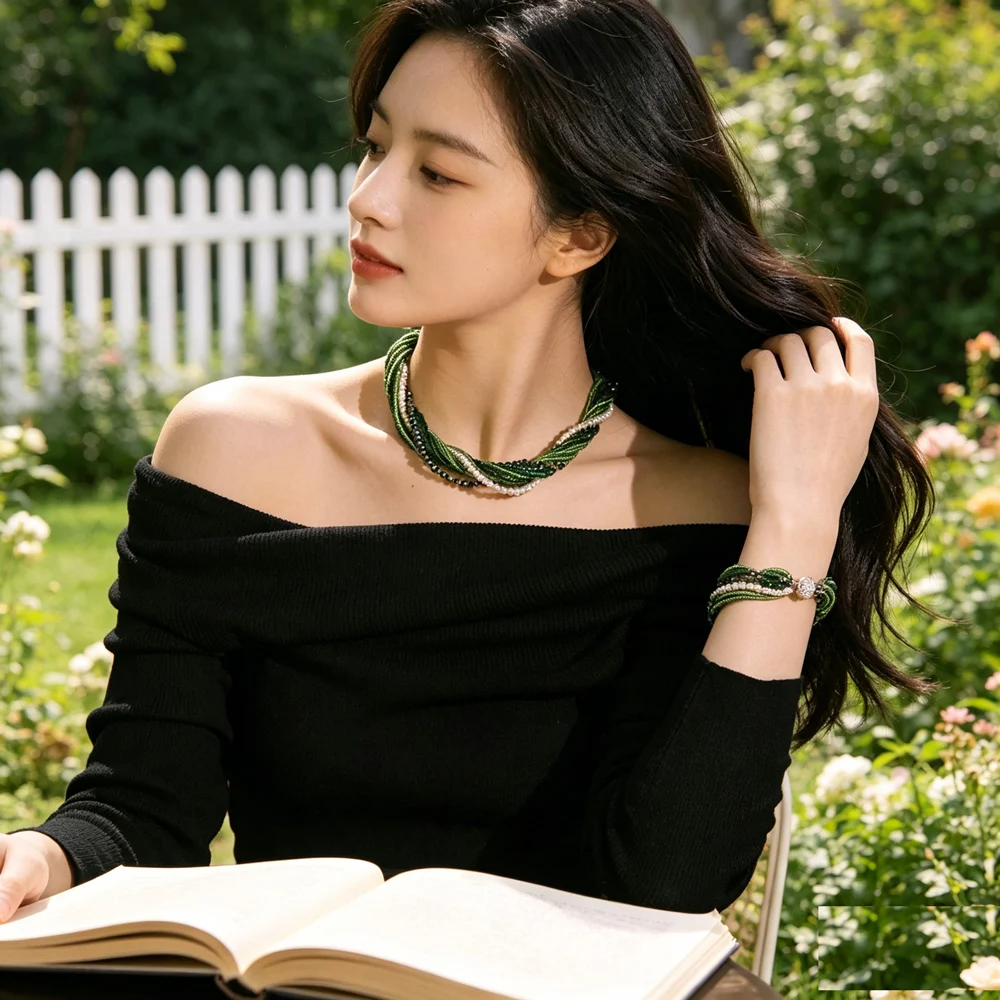 Original Design Glass Pearl Multi Layer Jewelry Set Statement Necklace Bracelet Charm Choker Collar Fashion Accessories Women
Original Design Glass Pearl Multi Layer Jewelry Set Statement Necklace Bracelet Charm Choker Collar Fashion Accessories Women