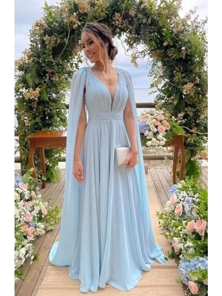 Women's Long Bridesmaid Prom Dresses for Wedding Chiffon Sleeveless Formal Evening Party Gowns with Cape Cocktail Dress
Women's Long Bridesmaid Prom Dresses for Wedding Chiffon Sleeveless Formal Evening Party Gowns with Cape Cocktail Dress