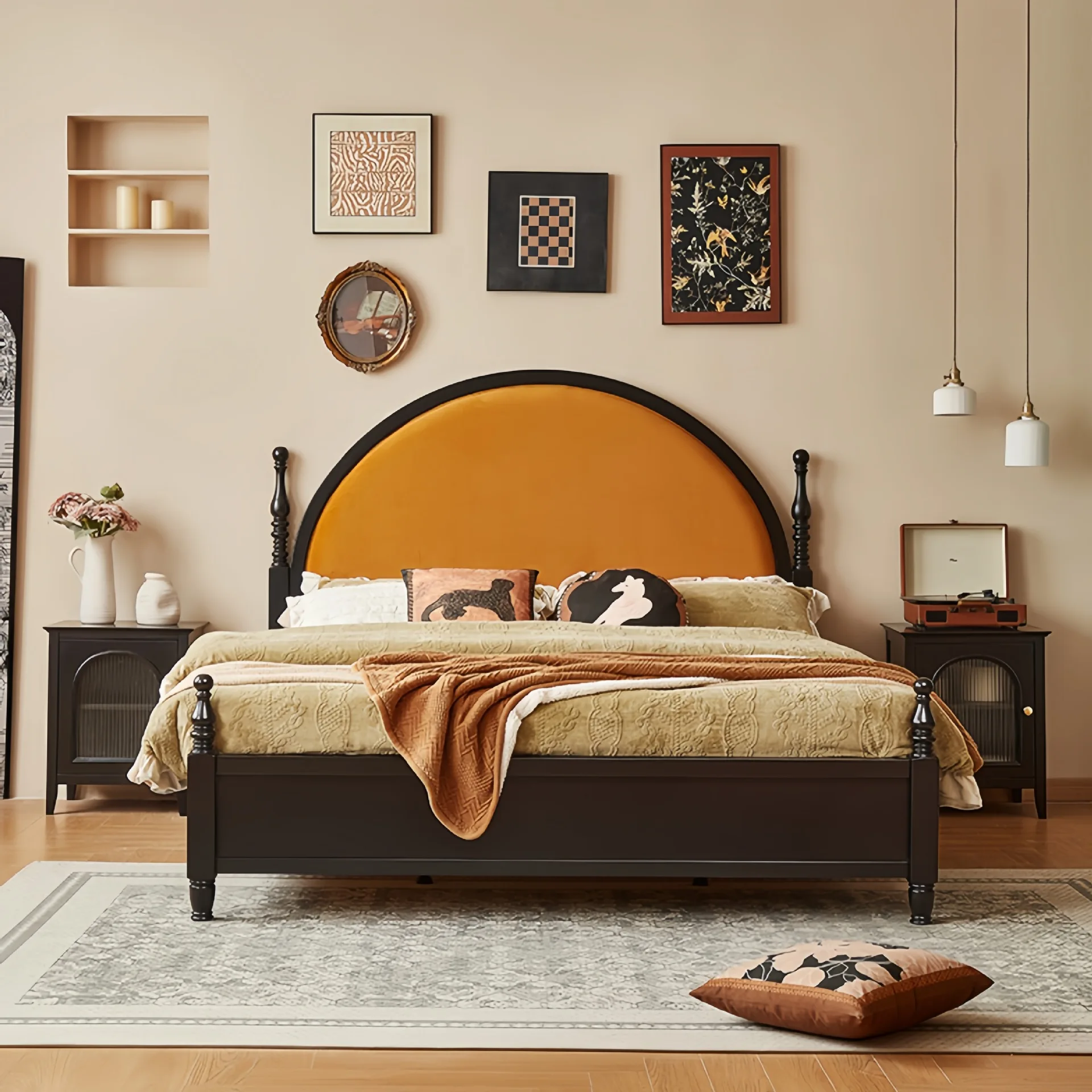Paris bed: 1.8m solid wood bed, master bed: double
Paris bed: 1.8m solid wood bed, master bed: double