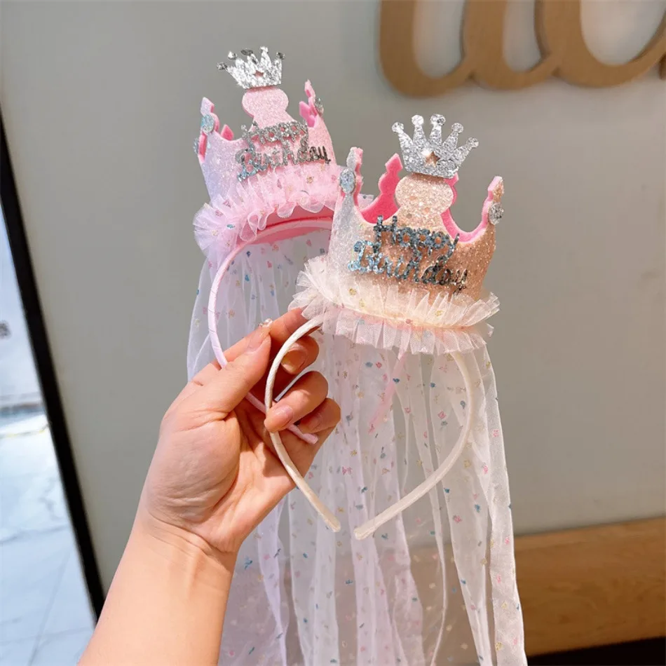 Kids Happy Birthday Crown Headband with Tulle Veil Glitter Princess Hair Hoop for Girls Birthday Party Headwear Photo Props ZX07
Kids Happy Birthday Crown Headband with Tulle Veil Glitter Princess Hair Hoop for Girls Birthday Party Headwear Photo Props ZX07