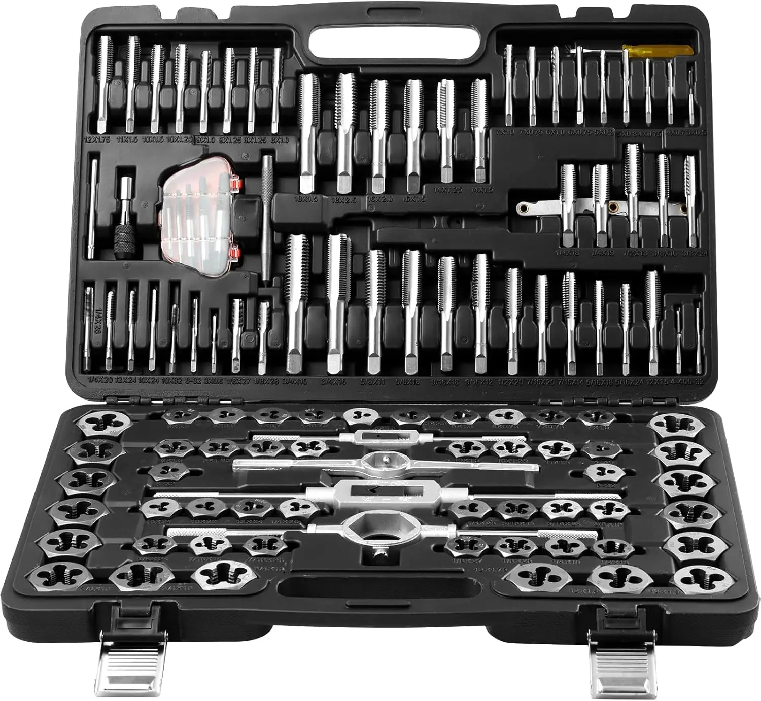 116-Piece Tap and Die Set, Metric & SAE, Bearing Steel Threading Tool with Case
116-Piece Tap and Die Set, Metric & SAE, Bearing Steel Threading Tool with Case