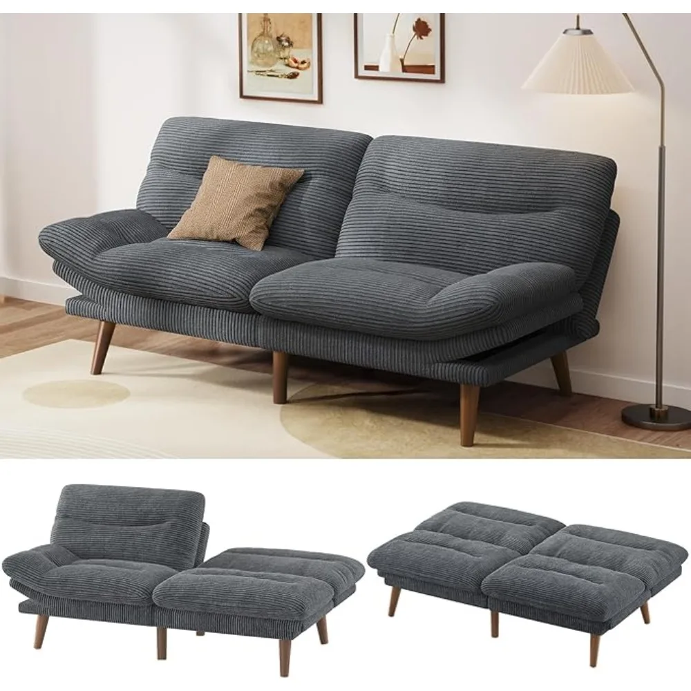 Futon Sofa Bed, Corduroy Loveset with Adjustable Backrest and Armrests, Convertible Futons Couch with Wood Frame for Small
Futon Sofa Bed, Corduroy Loveset with Adjustable Backrest and Armrests, Convertible Futons Couch with Wood Frame for Small