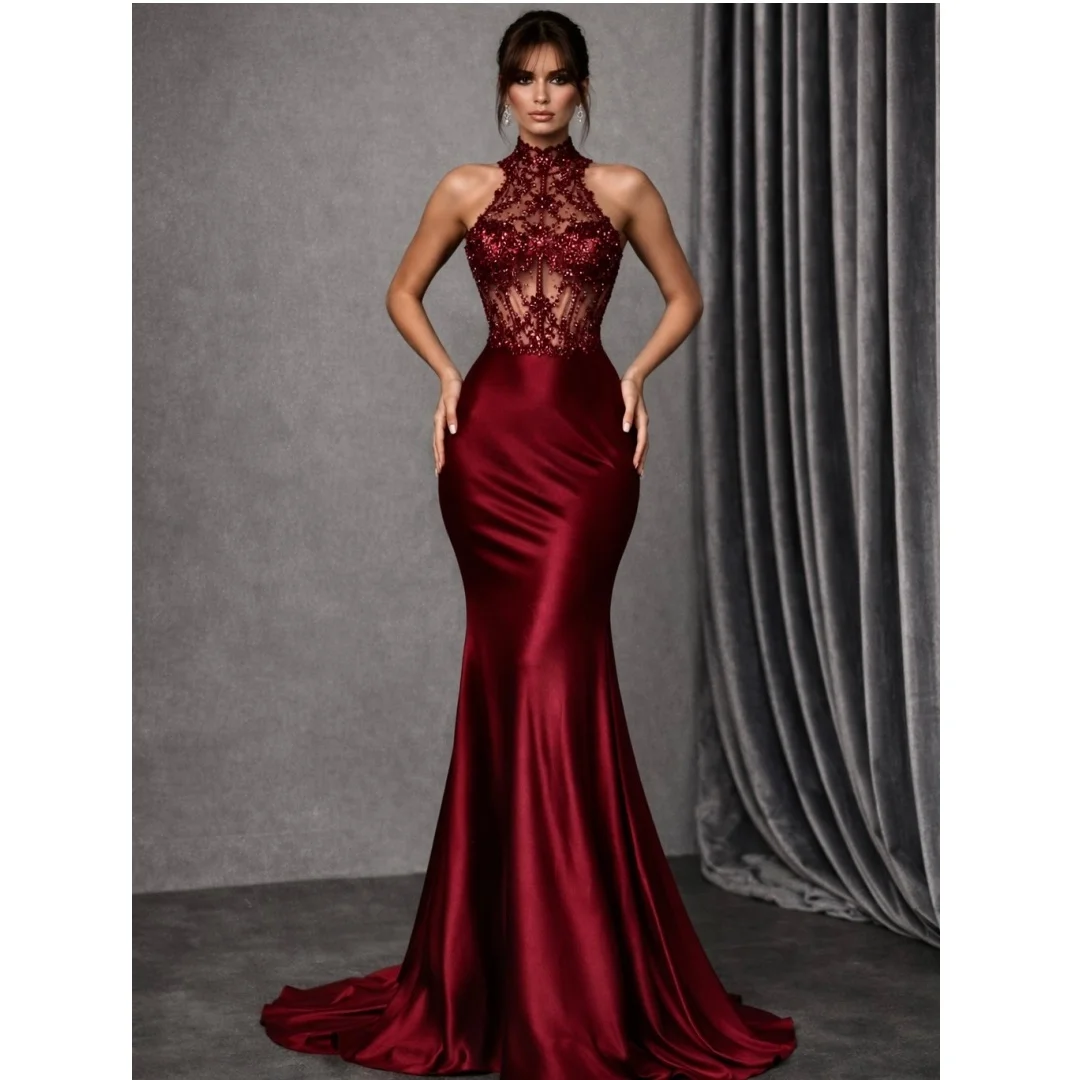 See Thru Lace Corset Evening Dresses Exquisite High Neck Mermaid Prom Dress Sequins Elegant Party Gown Gala Vestidos Customized
See Thru Lace Corset Evening Dresses Exquisite High Neck Mermaid Prom Dress Sequins Elegant Party Gown Gala Vestidos Customized