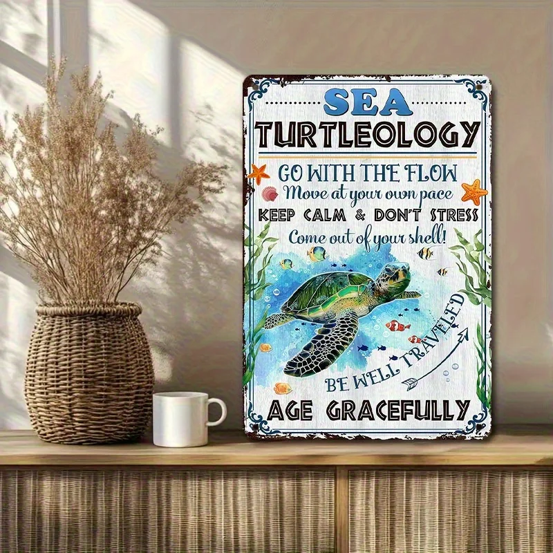 Sea Turtleology Metal Tin Sign - Ocean Quotes Wall Decor with Sea Turtle, Move at Your Own Pace - Beach House, Bathroom, Living
Sea Turtleology Metal Tin Sign - Ocean Quotes Wall Decor with Sea Turtle, Move at Your Own Pace - Beach House, Bathroom, Living