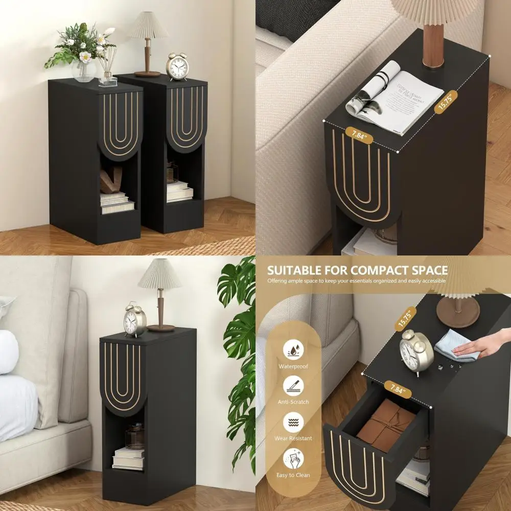 Vintage-Style Slim Wooden Nightstand with Carved Lines, Perfect for Small Spaces - Black
Vintage-Style Slim Wooden Nightstand with Carved Lines, Perfect for Small Spaces - Black