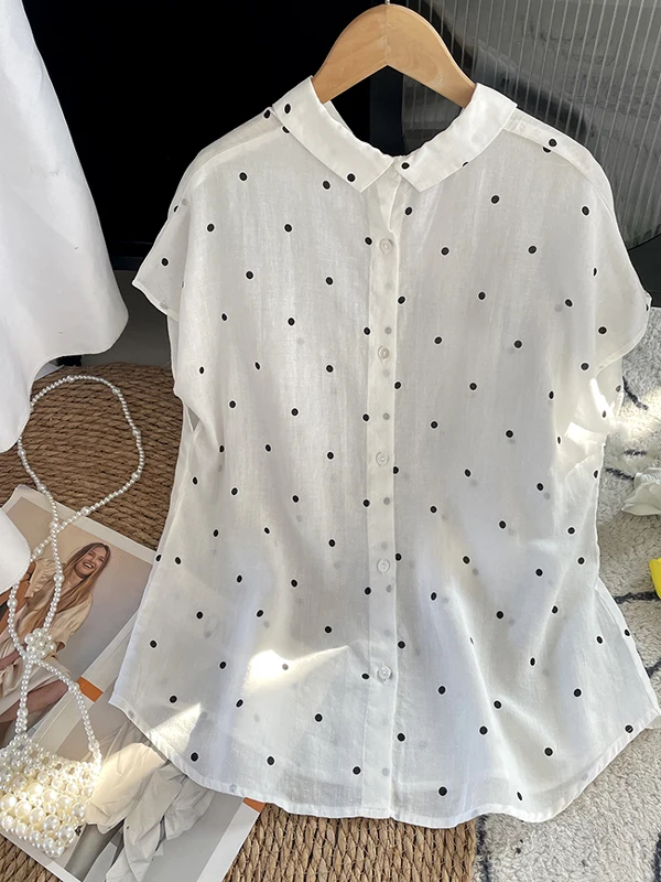 Summer Polka Dot ort Sve Cotton Linen Loose Drapey Comfortable irt Anti UV Top Women's Busin Casual Faion 2025
Summer Polka Dot ort Sve Cotton Linen Loose Drapey Comfortable irt Anti UV Top Women's Busin Casual Faion 2025