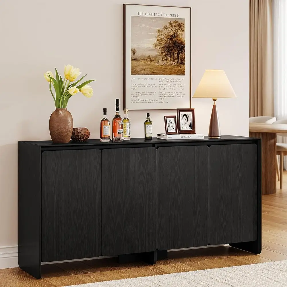 63 Black Sideboard Buffet Cabinet with 4 Doors, Adjustable Shelves, Ideal for Coffee Bar, Living Room, Kitchen, or Entryway
63 Black Sideboard Buffet Cabinet with 4 Doors, Adjustable Shelves, Ideal for Coffee Bar, Living Room, Kitchen, or Entryway