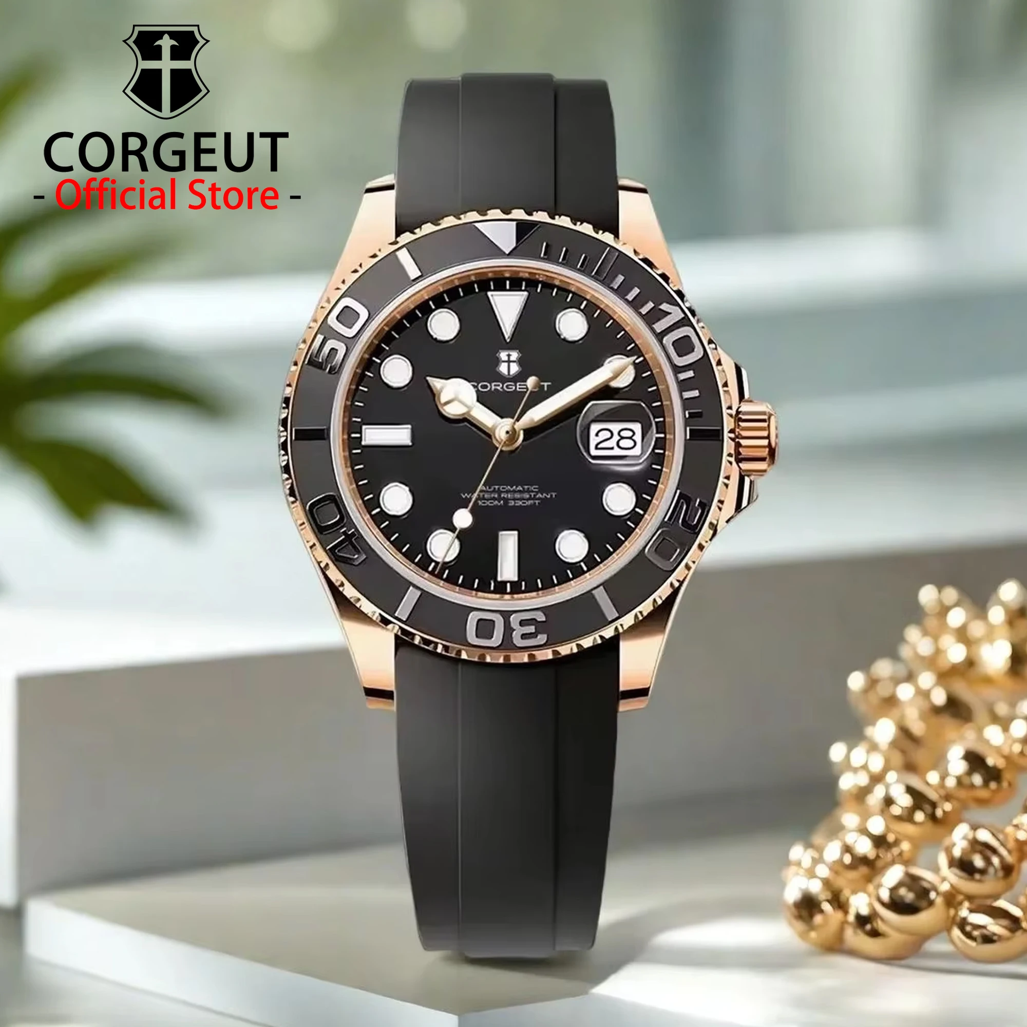 CORGEUT OFFICIAL 40mm Rubber Strap Luxury Men's Watch Luminous Sapphire Glass Waterproof Automatic Mechanical Calendar Display
CORGEUT OFFICIAL 40mm Rubber Strap Luxury Men's Watch Luminous Sapphire Glass Waterproof Automatic Mechanical Calendar Display
