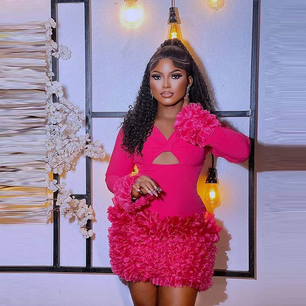 Fuchsia Mini Cocktail Dress Long Sleeve Ruffles Pleats Hot Pink Plus Size Short Birthday Dance Gown For Girls
Fuchsia Mini Cocktail Dress Long Sleeve Ruffles Pleats Hot Pink Plus Size Short Birthday Dance Gown For Girls