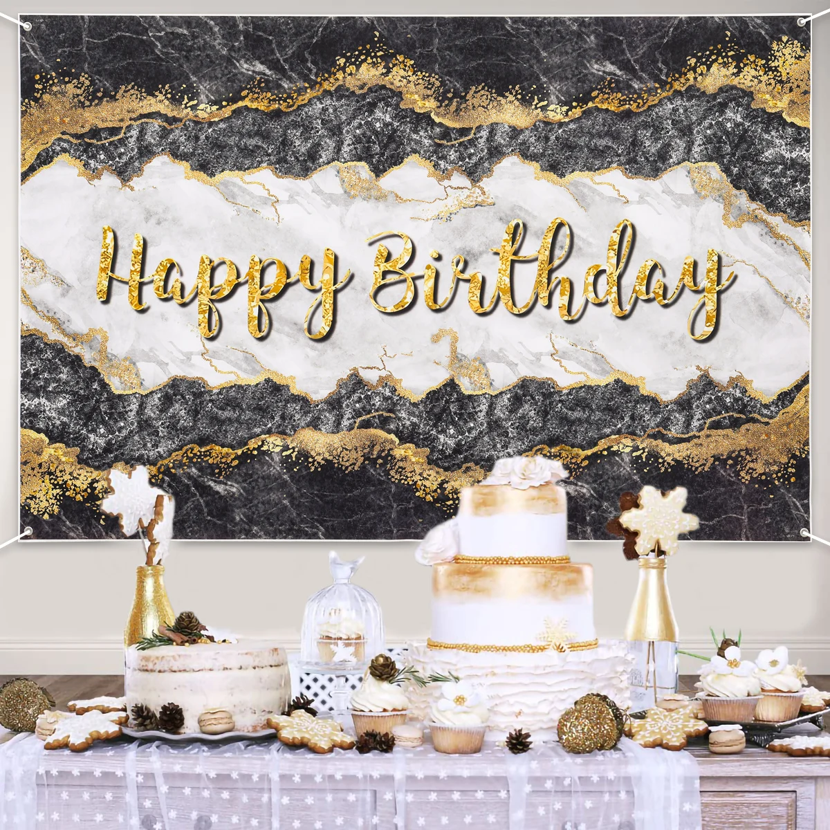 Black Gold Birthday Background Cloth Marble Print Birthday Backdrop Decoration Happy Birthday Adult Theme Party Decoration
Black Gold Birthday Background Cloth Marble Print Birthday Backdrop Decoration Happy Birthday Adult Theme Party Decoration