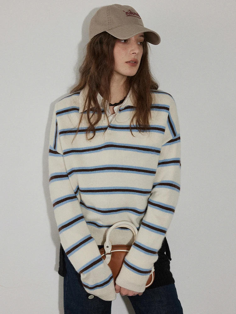 Spring Autumn High-End Shirt Style Knitted Sweater Women's Casual Striped Soft Comfortable Top Fashion Commute Loose Fit
Spring Autumn High-End Shirt Style Knitted Sweater Women's Casual Striped Soft Comfortable Top Fashion Commute Loose Fit