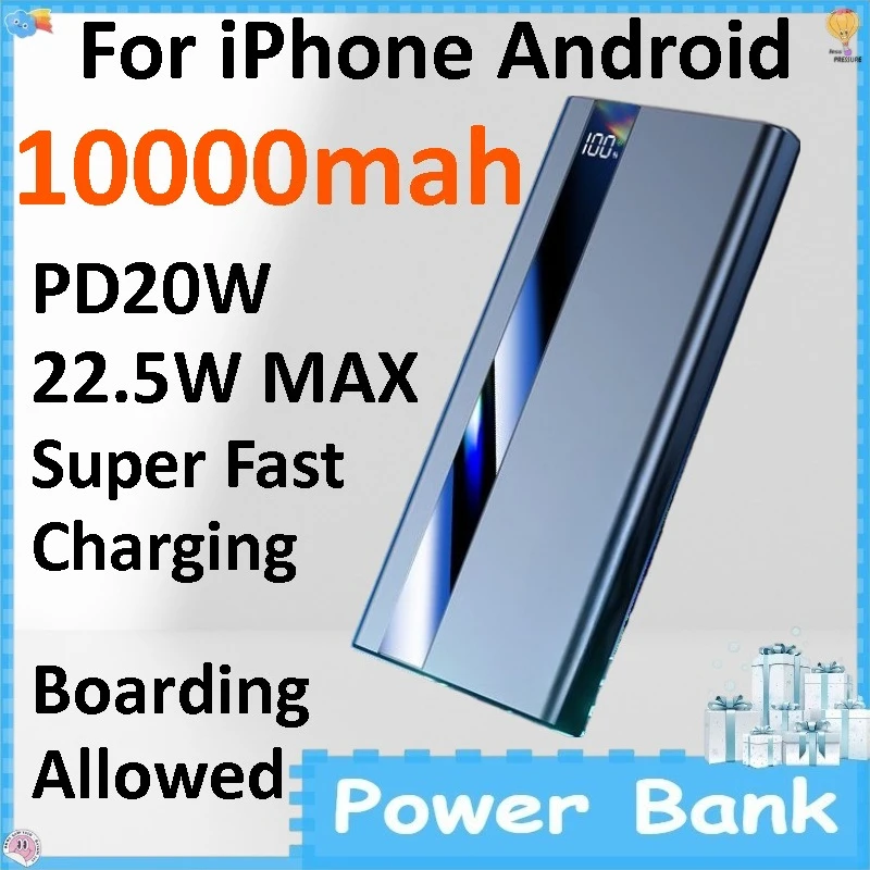 10000mAh Portable Mobile Power Bank 22.5W High Speed Fast Charging Universal Phone External Charger
10000mAh Portable Mobile Power Bank 22.5W High Speed Fast Charging Universal Phone External Charger